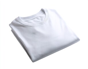 Folded plain white short-sleeved t-shirt on white background (1). High quality