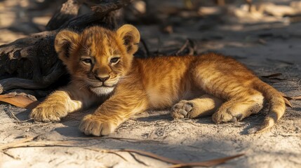 Fototapeta premium Lion Cub Resting in the Sun
