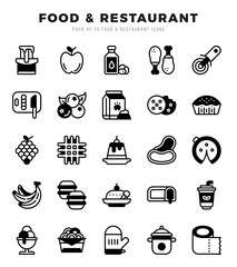 Food and Restaurant Icon Bundle 25 Icons for Websites and Apps