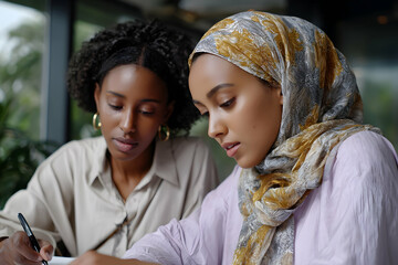 Collaborative Business Meeting Among Diverse Female Entrepreneurs in Modern Workspace During Daytime