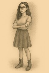 portrait of a beautiful woman, pencil-drawn style AI generated