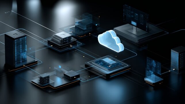 Networked servers cloud computing data center infrastructure Digital technology concept