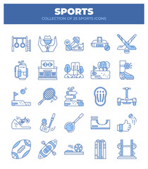 Collection of 25 Sports Icons. A Visual Guide to Various Sports and Fitness Activities