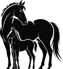 Vector black silhouette of a animals on a white background