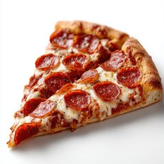 Single Slice of Pepperoni Pizza on White Surface