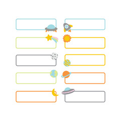 Cute Space Themed Name Tags for Children Collection