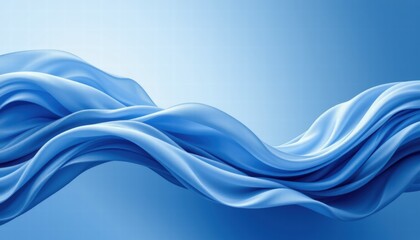 Soft Blue Waves of Silk Fabric Flowing Gracefully Across a Smooth Background Ideal for Modern Design and Artistic Themes in Various Contexts