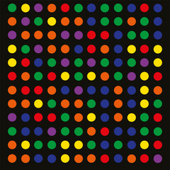 Colorful dots grid. Bright pixel array. Abstract vibrant pattern. Vector geometric mosaic.