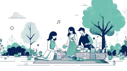 Family picnic in a park