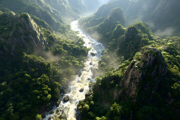 Eternal Dance of the Untamed River: A Symphony of Nature's Wild Majesty