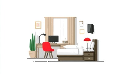 Fototapeta premium Cozy bedroom with work area