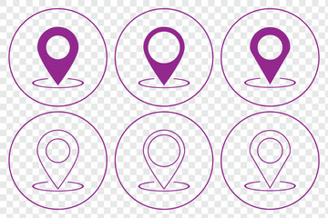 Location icon. Map pin icon set. location marker. location pin. Map pin icon vector illustration eps 10. Map pointer icon isolated on transparent background.