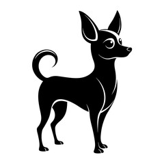 Minimal Chihuahua Dog Silhouette in Alert Pose for Pet Art