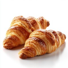 Two Croissants on White Background