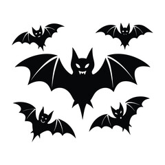 Halloween bat silhouettes set isolated