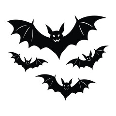 Halloween bat silhouettes set isolated