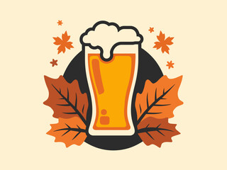 logo featuring pint glass for pub crawl in autumn simple clean design