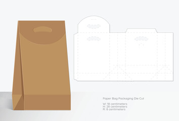 Realistic Paper Bag Mockup & Die-Cut Template
