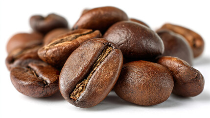 Naklejka premium Roasted coffee beans with rich texture and warm tones, embodying the essence of artisanal coffee craftsmanship