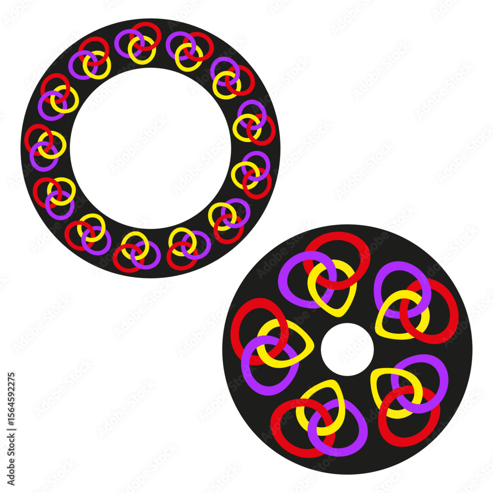 Aufkleber circular pattern elements. abstract ring design. ornate round composition. vector decorative motifs.