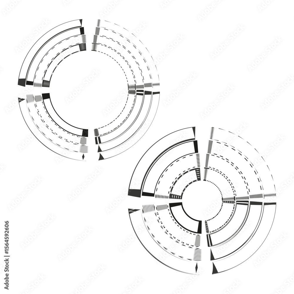 Poster minimal radar icon. concentric arc pattern. circular scan vector. white background.