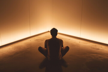 Fototapeta premium lonely man sitting in a corner, concept of solitude and depression