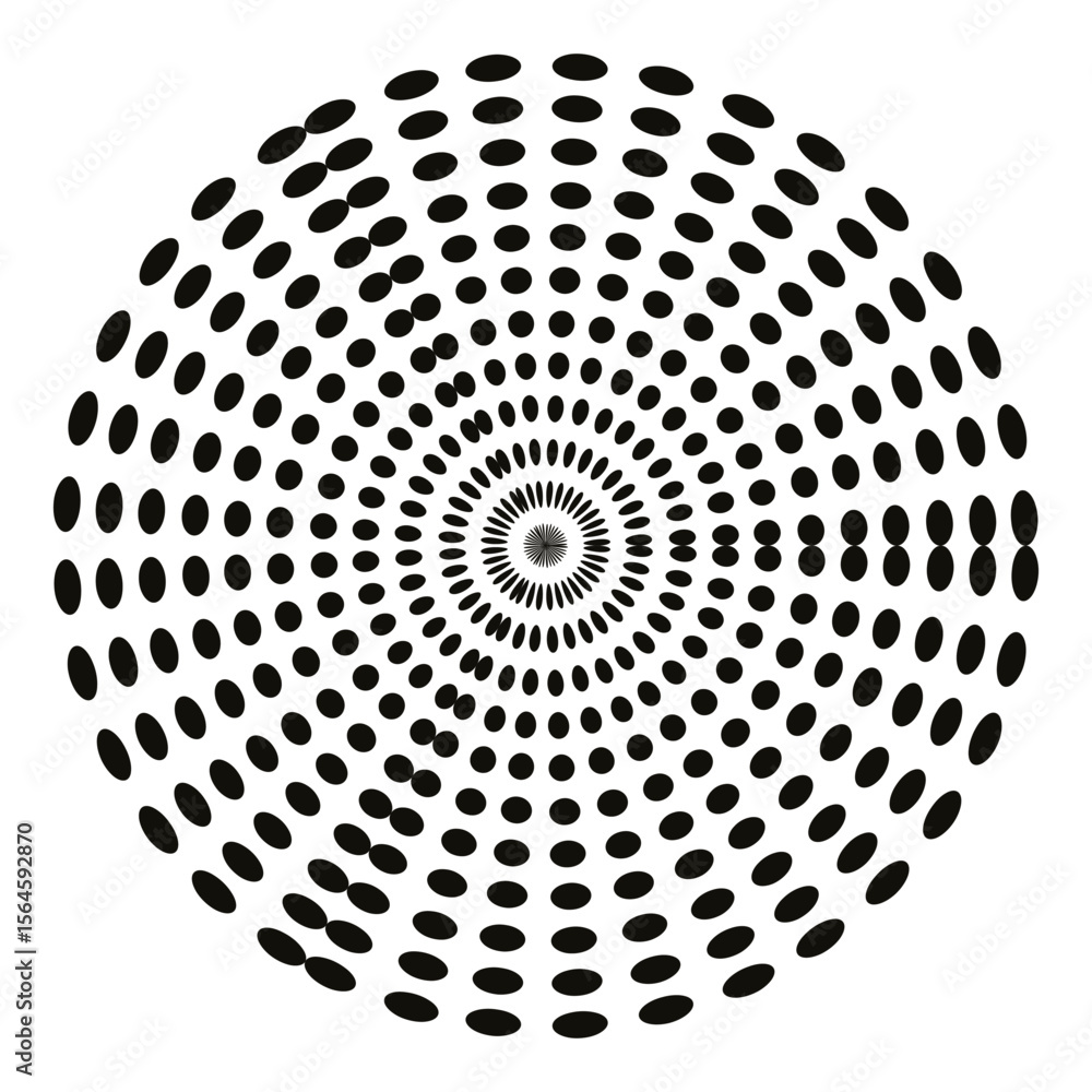 Poster concentric circle pattern. abstract optical illusion. black white vortex. vector tunnel effect.