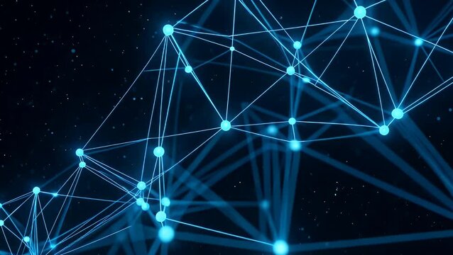 Abstract blue glowing nodes and lines on black background