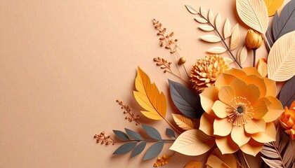 Vibrant paper flowers arrangement studio digital art minimalist design top view creative crafting ideas