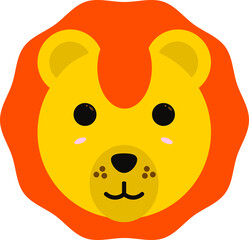 Cute lion kawaii, wild safari jungle animals lion, Vector illustration of jungle animal faces and heads. cute lion faces. Kids graphic for print or poster. Vector hand drawn illustration.