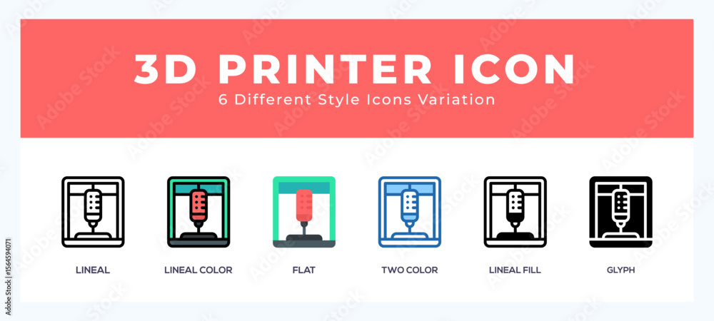 Poster 3d printer set of vector icon. for web. and mobile app