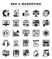 SEO & Marketing elements. Lineal Filled web icon set. Simple vector illustration.