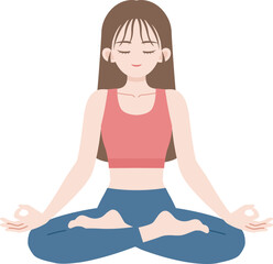 Woman doing yoga with chin mudra.Vector illustration