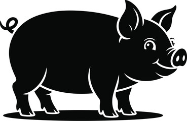 Vector black silhouette of a animals on a white background