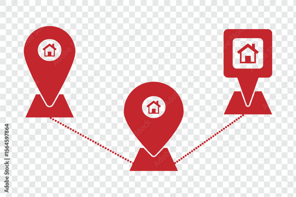 Fototapete set of location icons, location marker on the map. element for application website user interface de