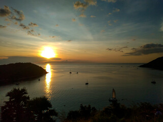 Sunset at Windmill Viewpoint in Phuket, Thailand – Scenic Coastal Landscape
