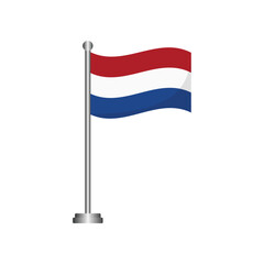 Netherlands Flag Waving on Flagpole Vector