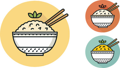 Fried Rice Illustration vector design, Fried Rice Logo and icon design, Set of Fried Rice vector design