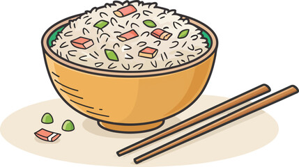 Fried Rice illustration vector design, Fried Rice icon design, Fried Rice in white background vector design