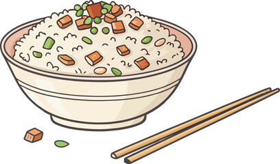 Fried Rice vector design in isolated background, Fried Rice Logo and icon design