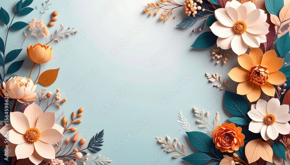 Poster creating a beautiful floral frame for invitations or cards digital design soft background artistic e