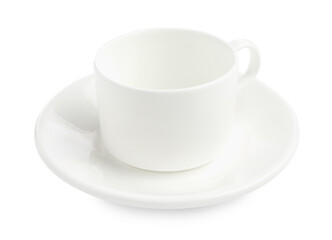 Empty coffee cup with saucer isolated on white