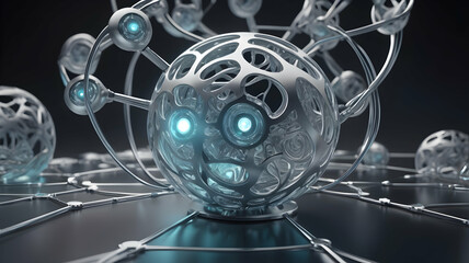 Interconnected orbs illuminate a futuristic network