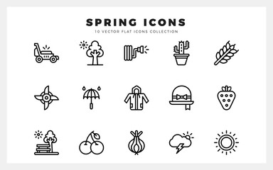 15 Spring Lineal icons pack. vector illustration.