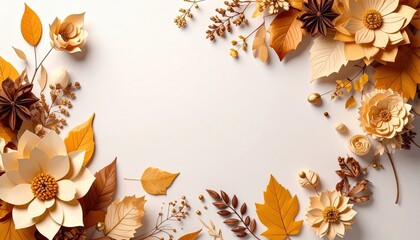 Autumn floral arrangement display natural setting decorative art warm tones aerial view crafting inspiration