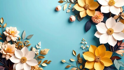 Floral arrangement displaying paper flowers artistic setting decorative art vibrant colors aesthetic view creative concept