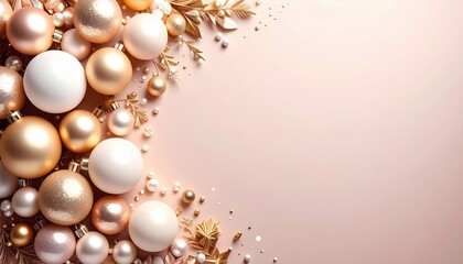 Elegant christmas ornaments display festive season decorative setup warm environment aesthetic viewpoint holiday spirit