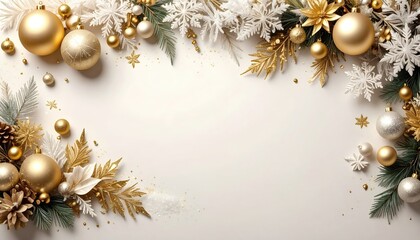 Elegant gold and white christmas ornament decoration festive celebration digital artwork holiday season aesthetic viewpoint seasonal concept