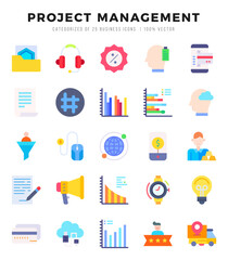 Project Management icons Pack. Flat icons set. Project Management collection set. Simple vector icons.