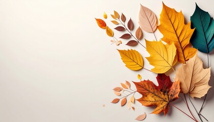 Autumn leaves arrangement home decor digital art warm colors close-up view seasonal beauty for fall decor inspiration